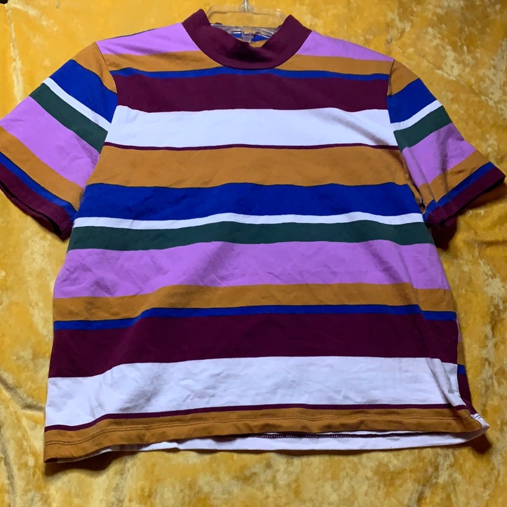Striped turtle neck tee